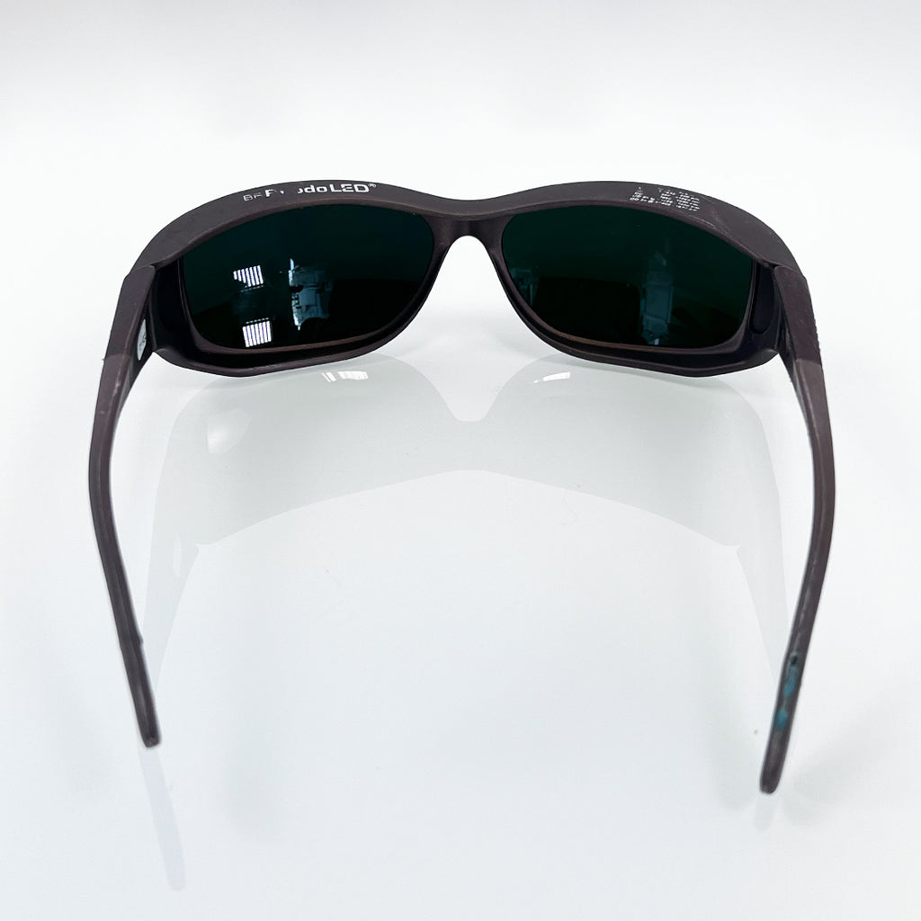 Cocoons Glasses Protective Eyewear Rhodo LED Brown Frame Green Tint Sun