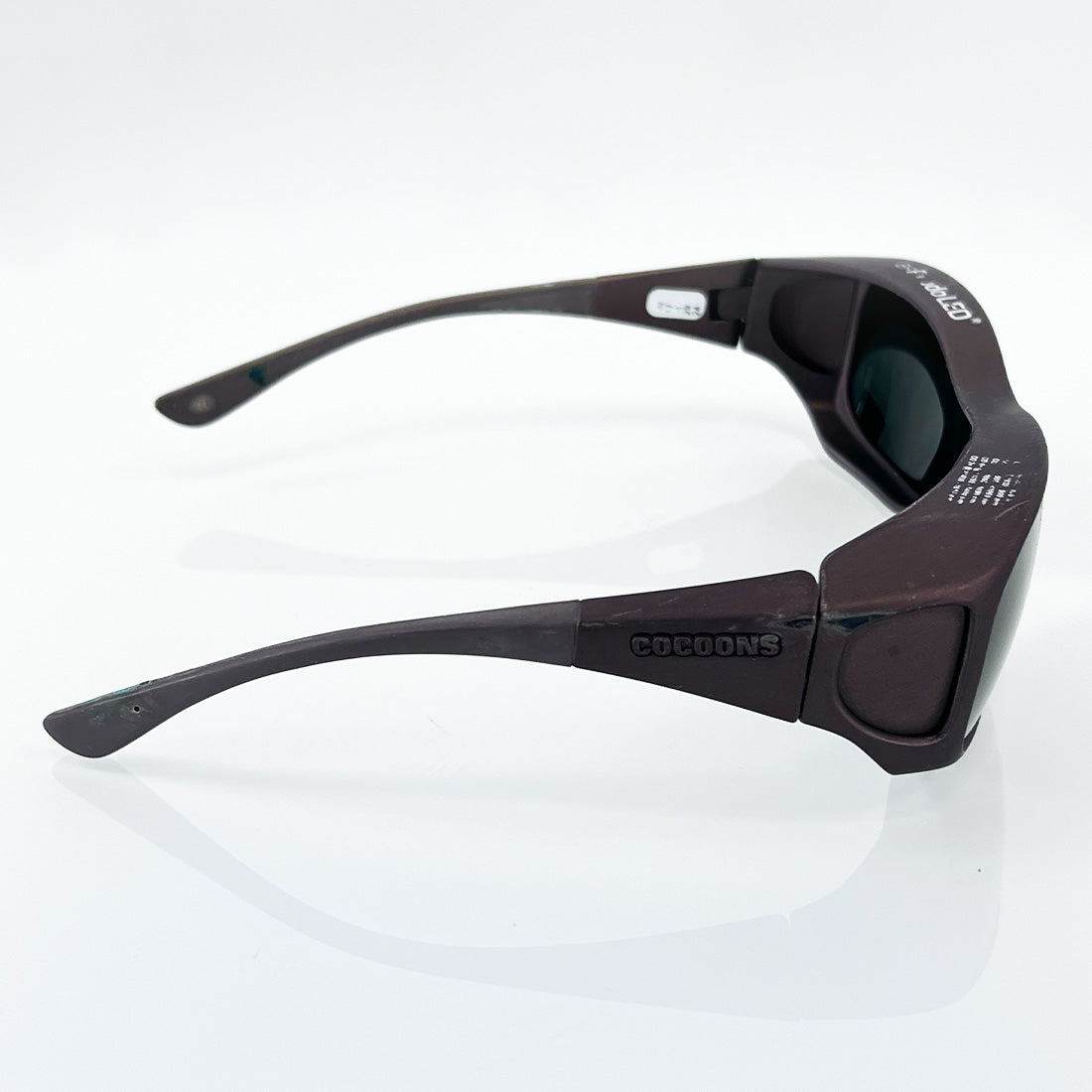 Cocoons Glasses Protective Eyewear Rhodo LED Brown Frame Green Tint Sun