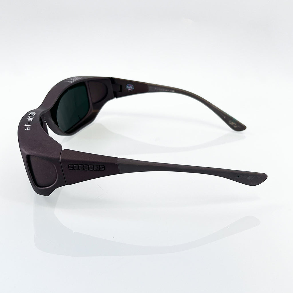 Cocoons Glasses Protective Eyewear Rhodo LED Brown Frame Green Tint Sun