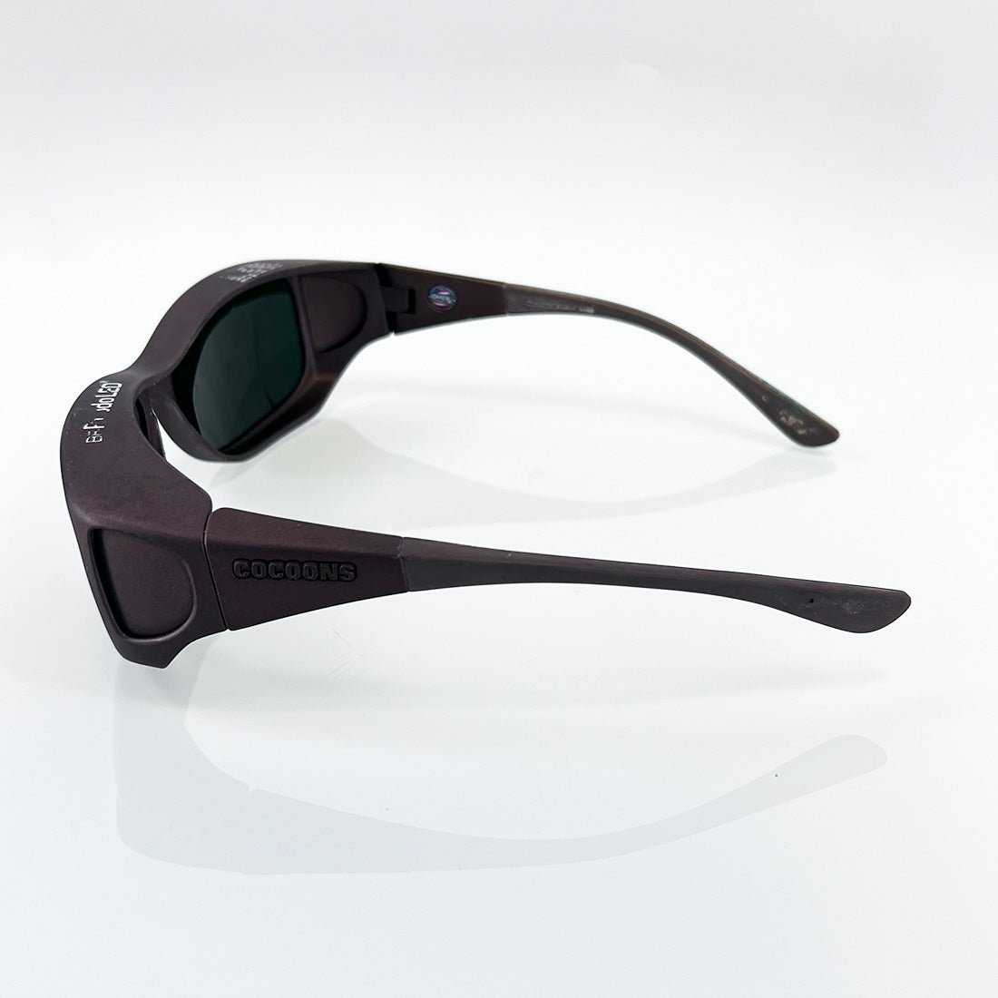 Cocoons Glasses Protective Eyewear Rhodo LED Brown Frame Green Tint Sun