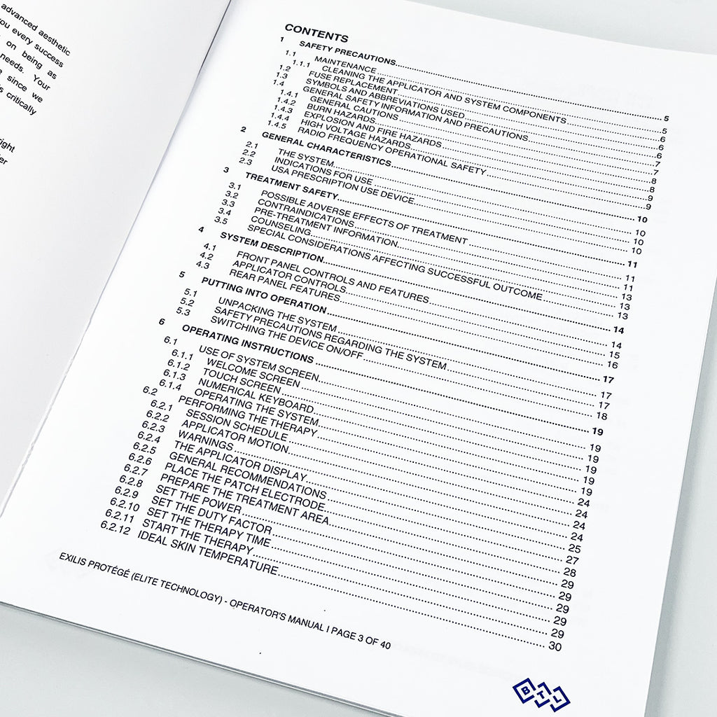 BTL Exilis Protege Operator's Manual 2013 745-80MANUS200 Elite Technology Book