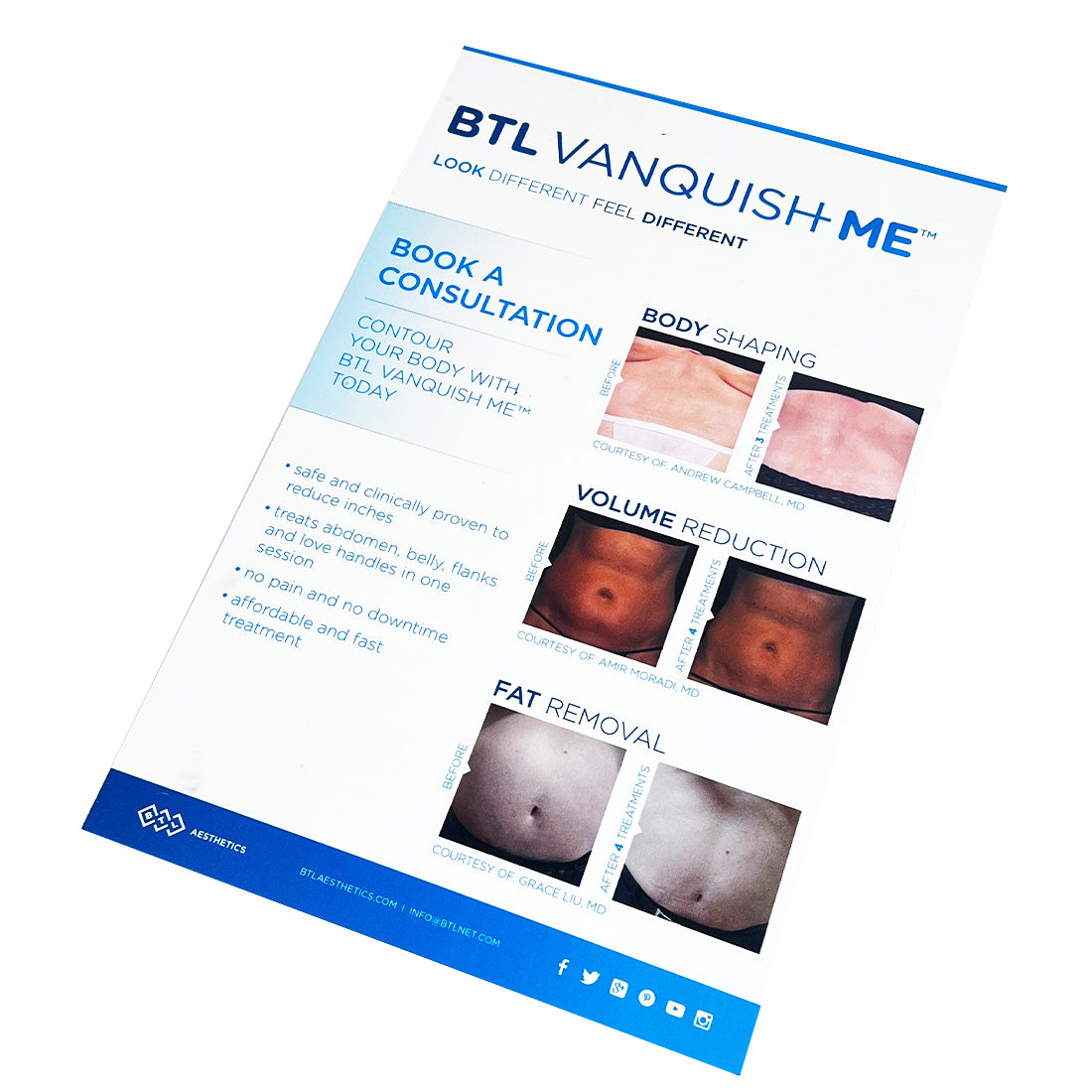 BTL Vanquish ME Look Different Feel Different Table Marketing Display Prop-Up