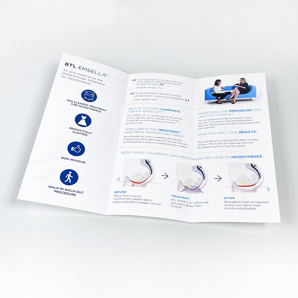 BTL Emsella "SAY NO TO INCONTINENCE" Office Marketing Info Brochure x15 pcs