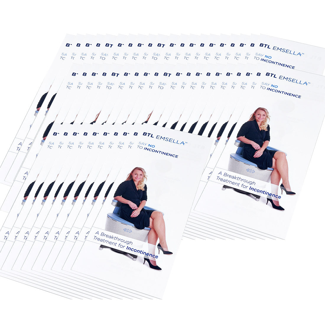 BTL Emsella "SAY NO TO INCONTINENCE" Office Marketing Info Brochure x50 pcs
