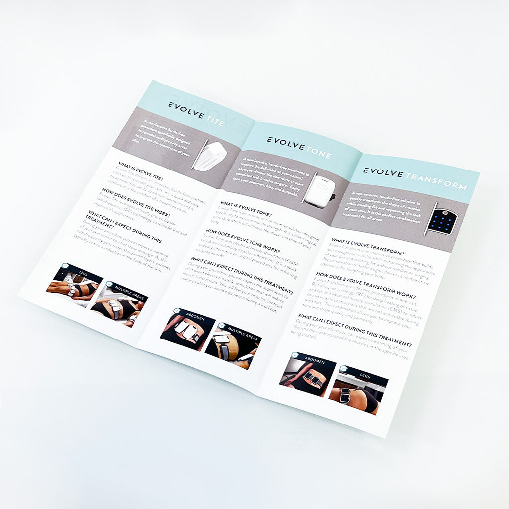 InMode EVOLVE X Body Transforming Treatment Marketing Advertising Brochure x15Pc