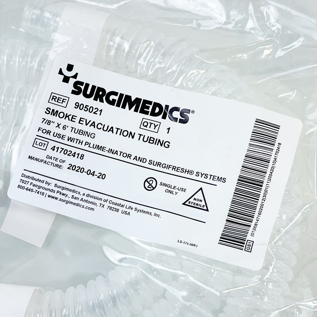 SurgiMedics Smoke Evacuation Tubing 7/8" x 6' 905021 Plume-Inator Surgifresh New