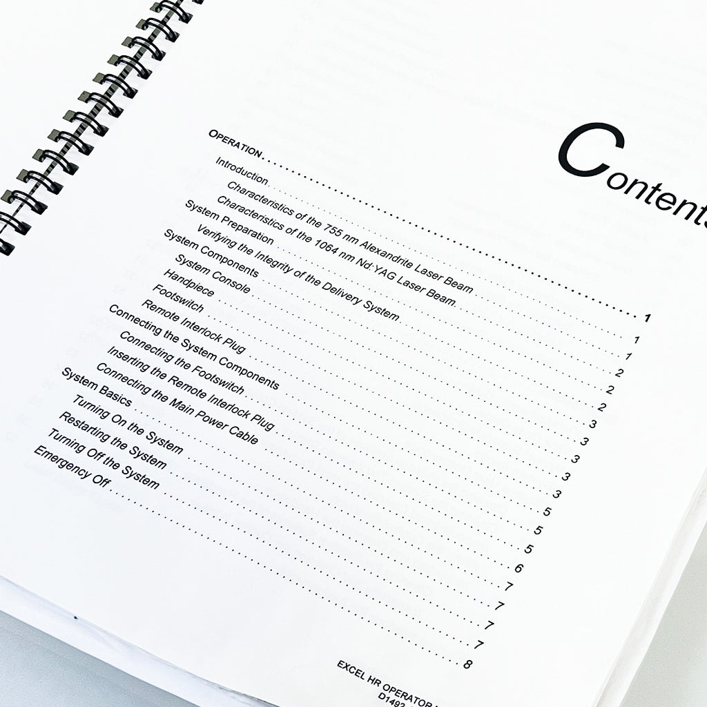 Cutera Excel HR Laser Operator Manual User Operations Guide Booklet D1492