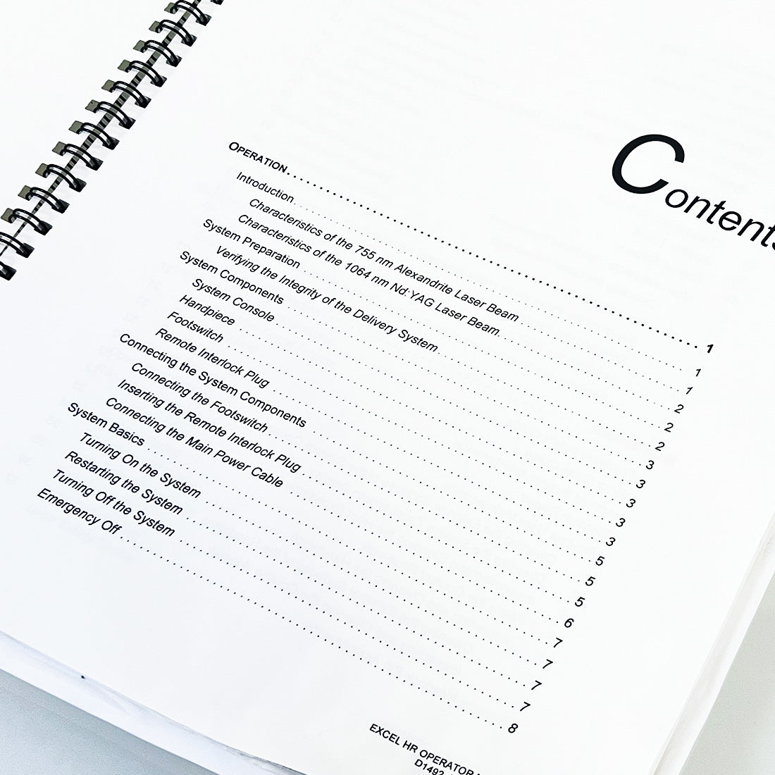 Cutera Excel HR Laser Operator Manual User Operations Guide Booklet D1492