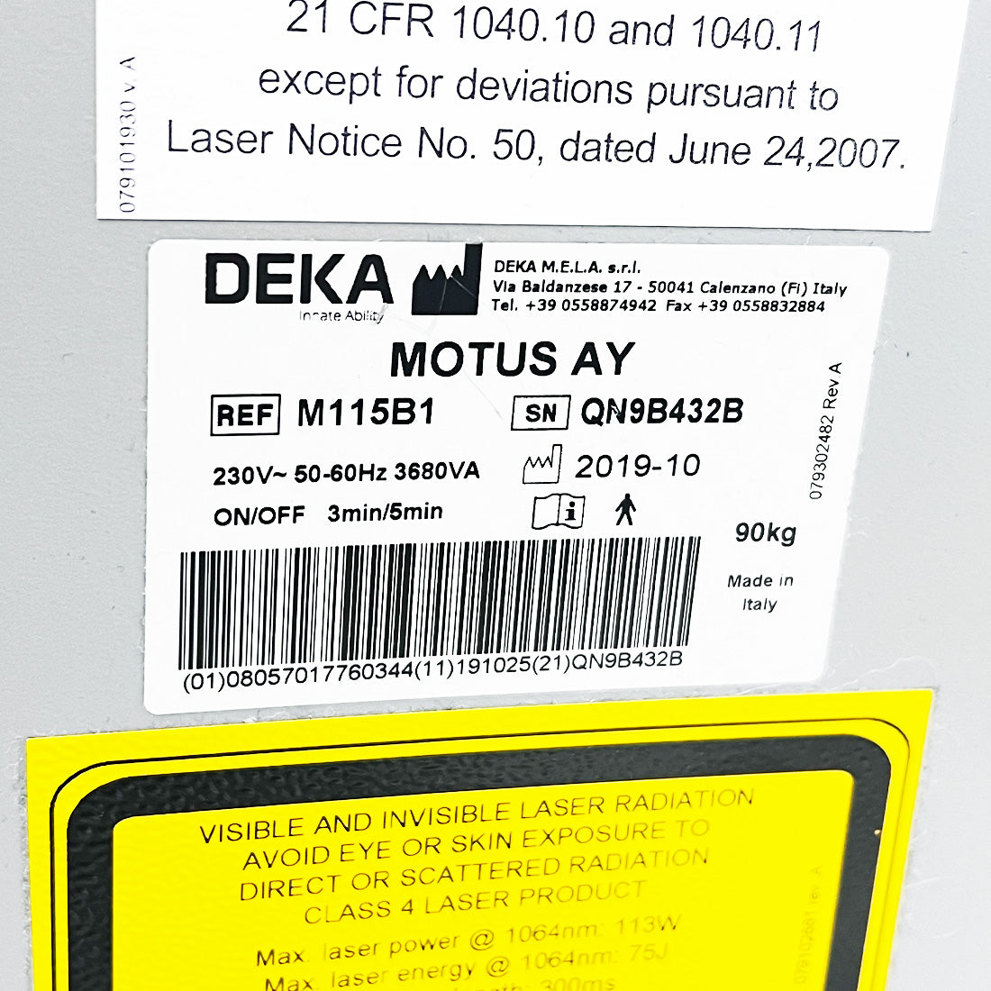 2019 DEKA Motus AY Laser Nd YAG Alex 755nm 1064nm Hair Removal Vascular Motus AY