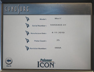 Palomar ICON Laser MaxY Handpiece Fine Hair Removal Pigmented Lesions Max Y HP