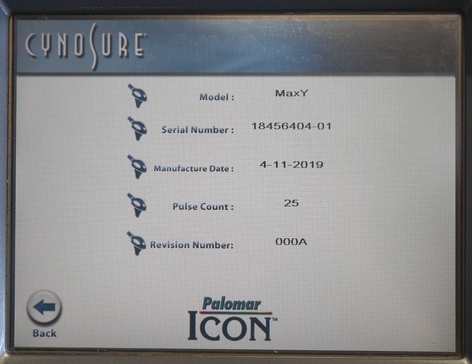 Palomar ICON Laser MaxY Handpiece Fine Hair Removal Pigmented Lesions Max Y HP