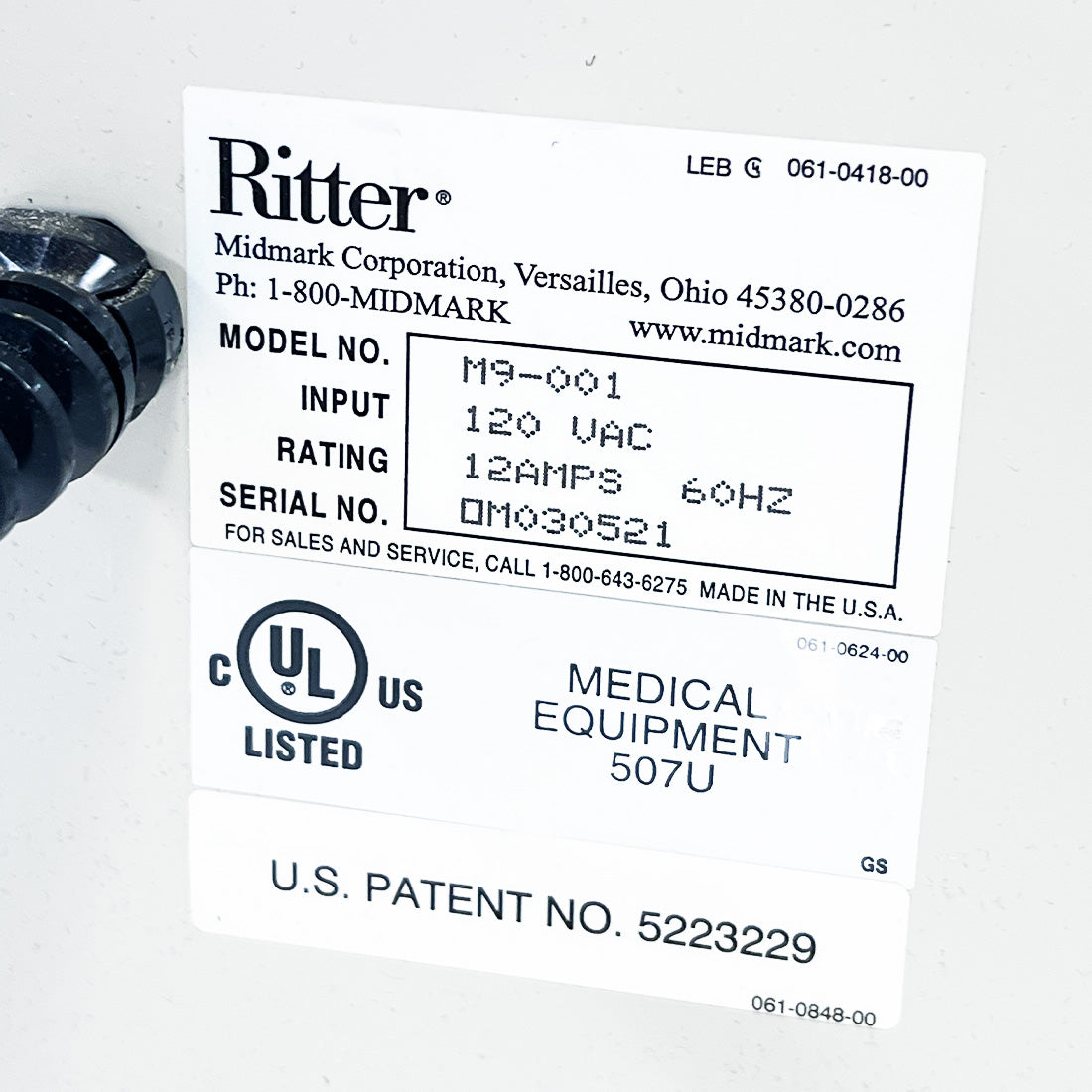 2003 Midmark Ritter M9 UltraClave AutoClave Sterilizer Note: E001 Error Sold As-Is