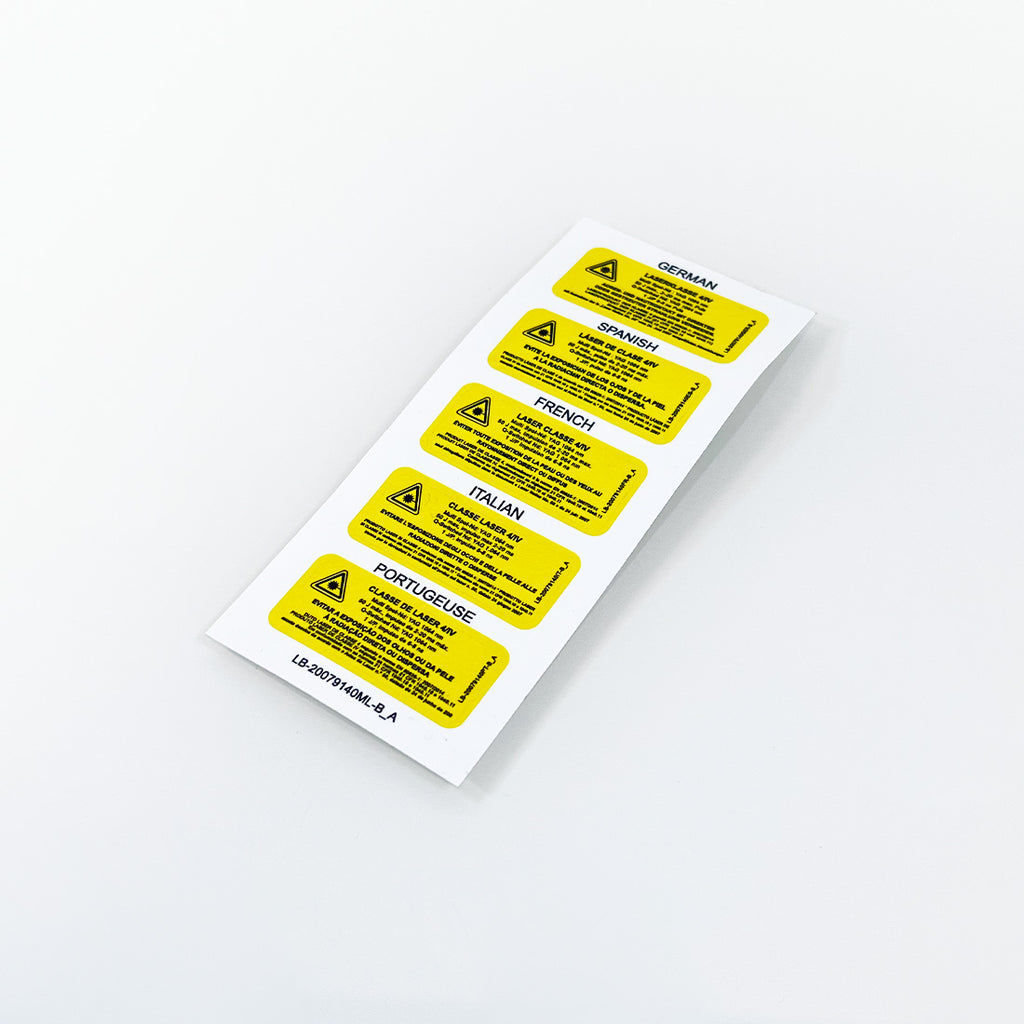 Laser Device Warning 3 Sticker Labels Languages Spanish German French Italian +
