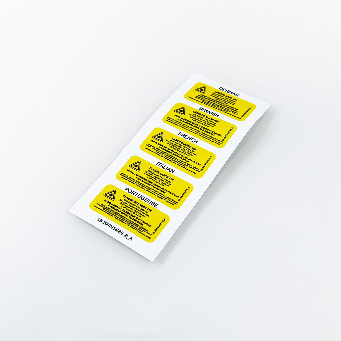 Laser Device Warning 3 Sticker Labels Languages Spanish German French Italian +