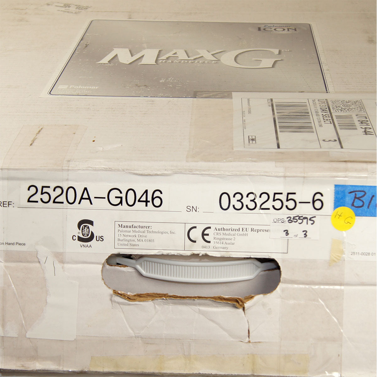 Palomar ICON MaxG Handpiece 2520A-G046R Max G Hand Piece Parts As-Is (HG)