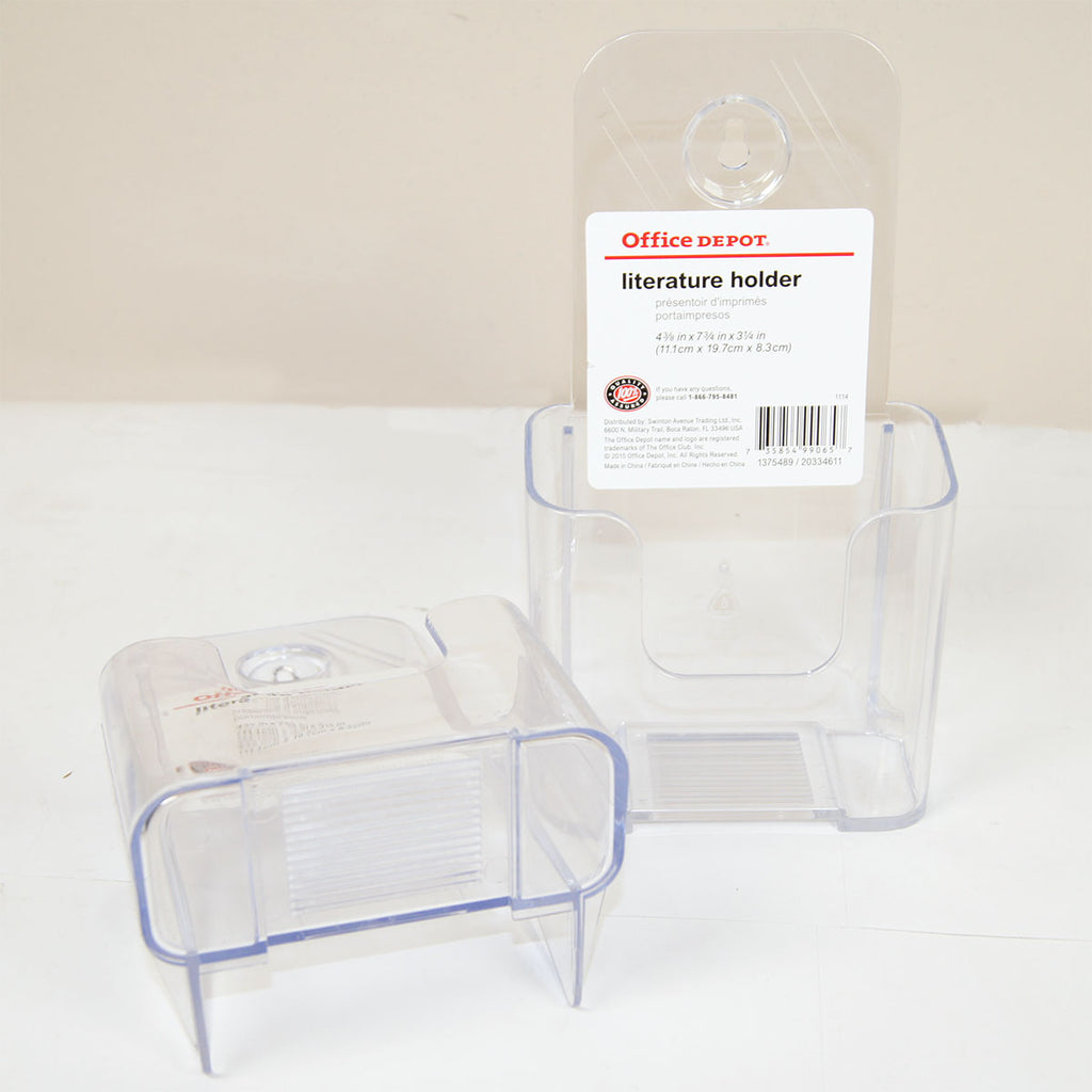 OD Clear Plastic Literature Holder Pamphlet Brochure 4.375 x 7.75 x 3.25 2-Pack