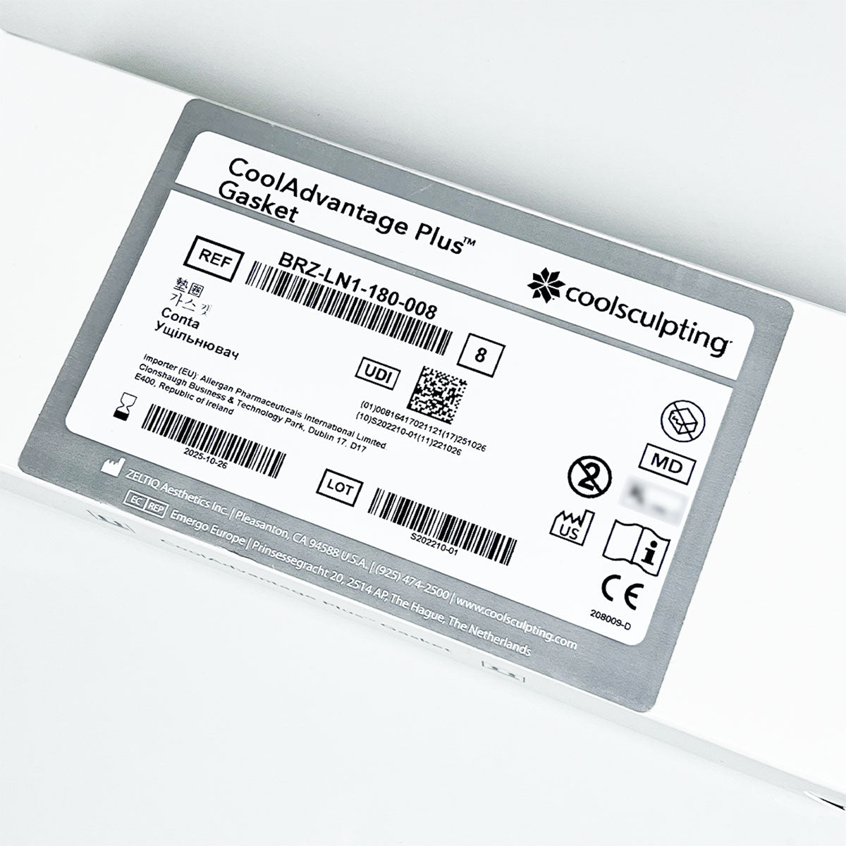 Zeltiq CoolSculpting BRZ-LN1-180-008 CoolAdvantage PLUS Gaskets 8-Pk Exp-10/25