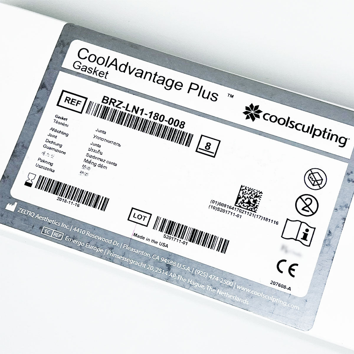 Zeltiq CoolSculpting CoolAdvantage Plus Gasket BRZ-LN1-180-008, 5-Pack - Expired