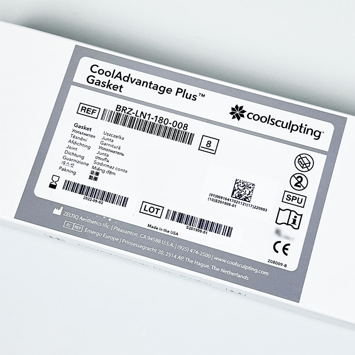 Zeltiq CoolSculpting BRZ-LN1-180-008 CoolAdvantage PLUS Gaskets 8-Pk Exp-09/22