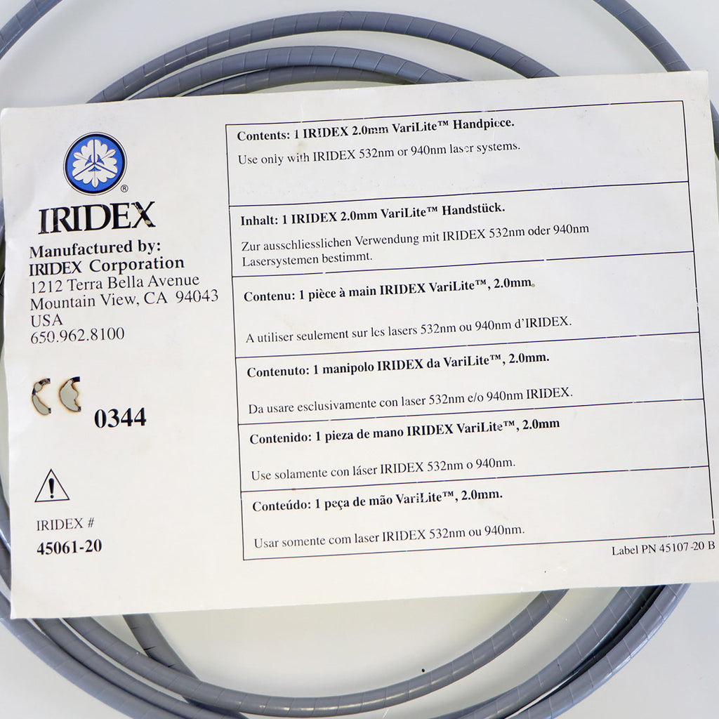 Iridex VariLite Laser Fiber Handpiece 2.0mm 532nm 940nm & Fiber 45061-20 Lesions