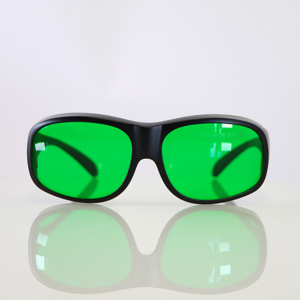 Laser Operator Eyewear Eye Safety Glasses Green Lens 600-700nm OD6+ Black w/Case
