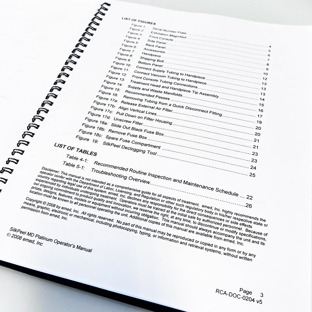 eMed SilkPeel MD Platinum Operator's Manual RCA-DOC-0204 v5 2008
