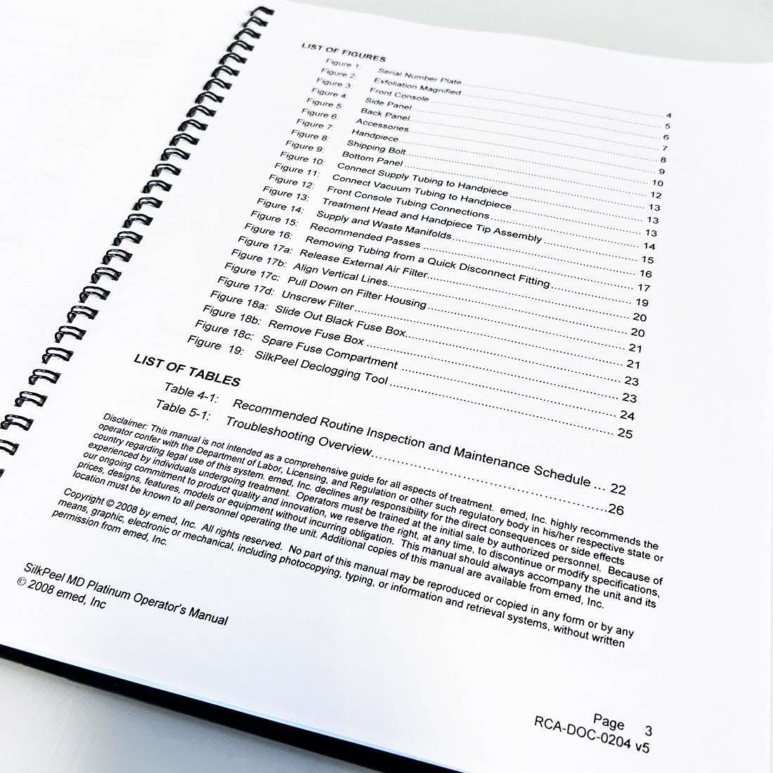 eMed SilkPeel MD Platinum Operator's Manual RCA-DOC-0204 v5 2008