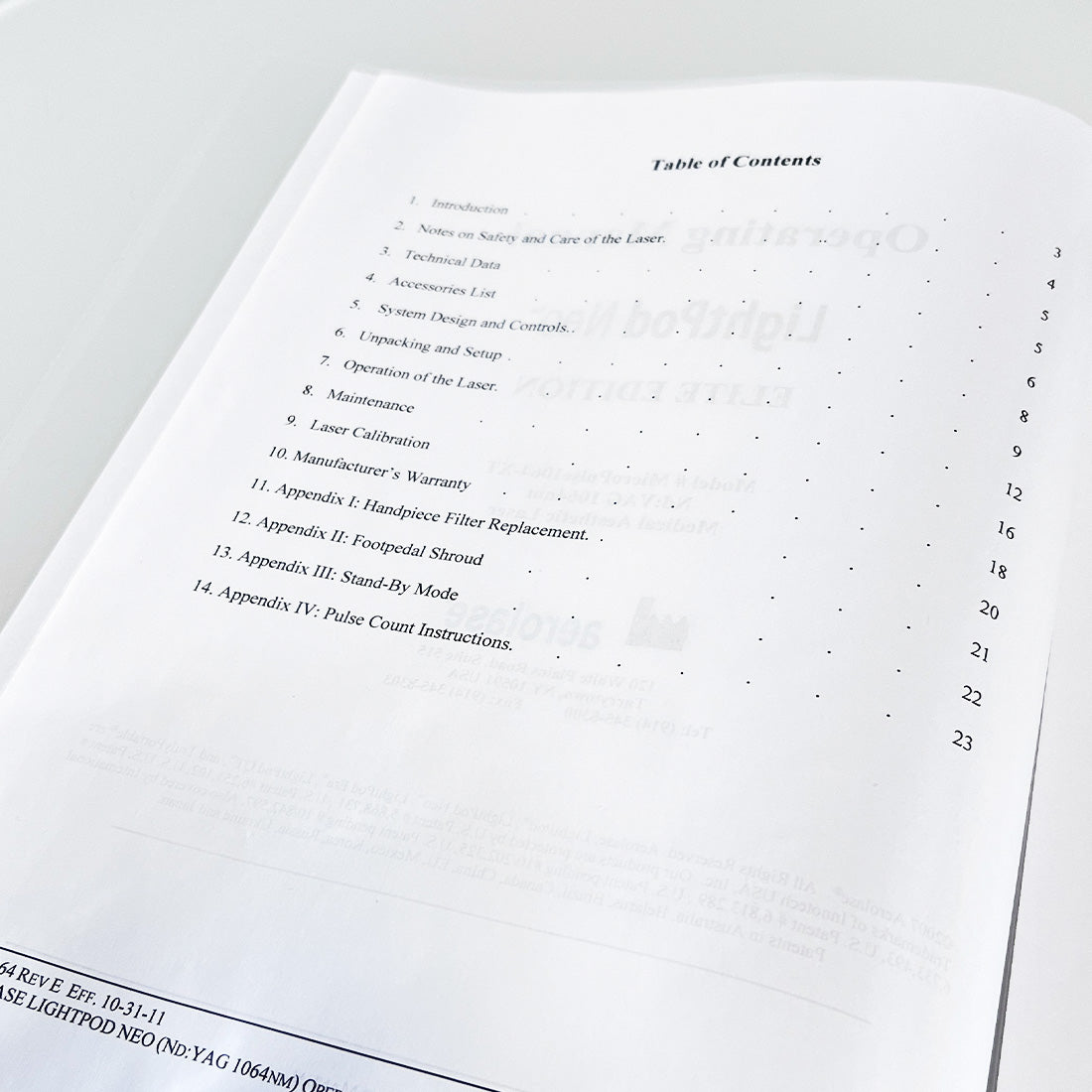 Aerolase LightPod Neo Elite Operating Manual MicroPulse 1064-XT User Guide