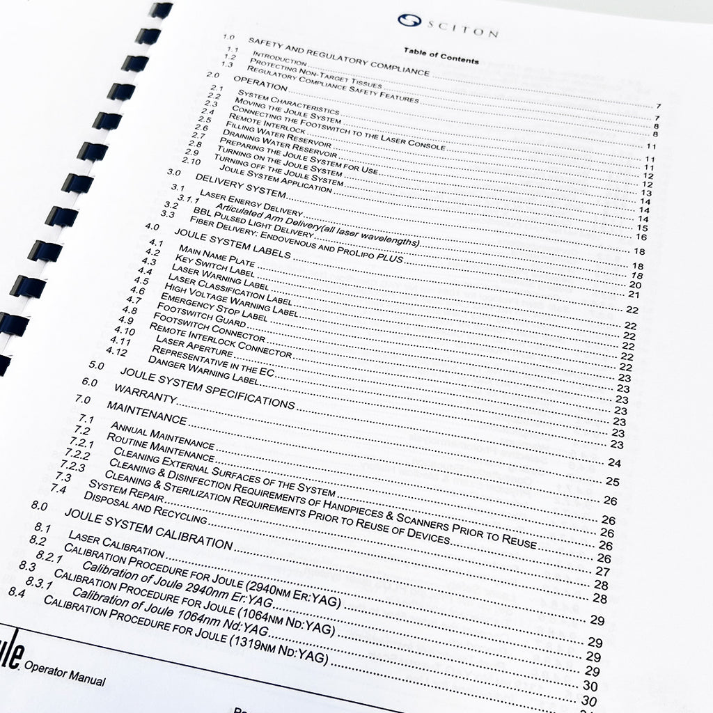 Sciton Joule Laser Operator User Manual Instruction Guide Book 194 Pages