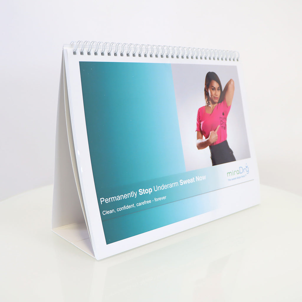 MiraDry Office Marketing Info Flip Book Permanently Stop Underarm Sweat MK0399.A
