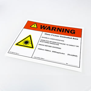 Laser Warning Safety Sticker Danger Sign Class 4 1040nm 1064 1080 Nd YAG