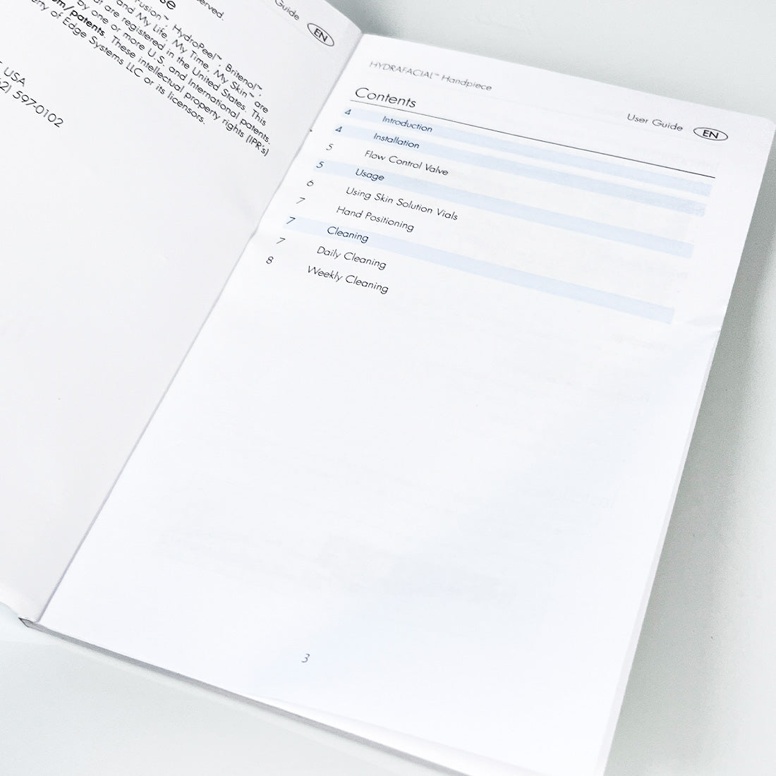 Edge Systems HydraFacial Handpiece User Guide Operator Instructions Manual