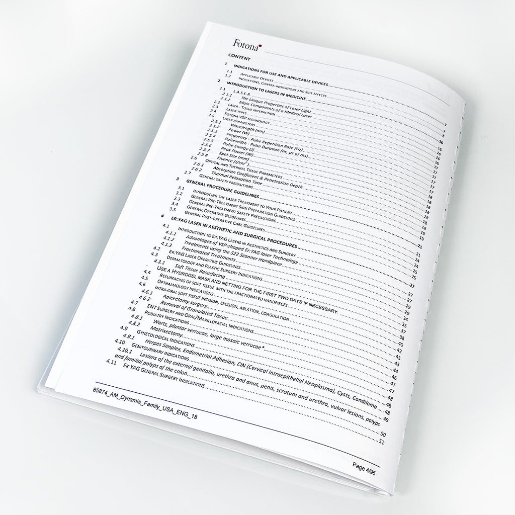 Fotona Dynamis Pro Laser Application Operator Manual Parameter Setting Treatment