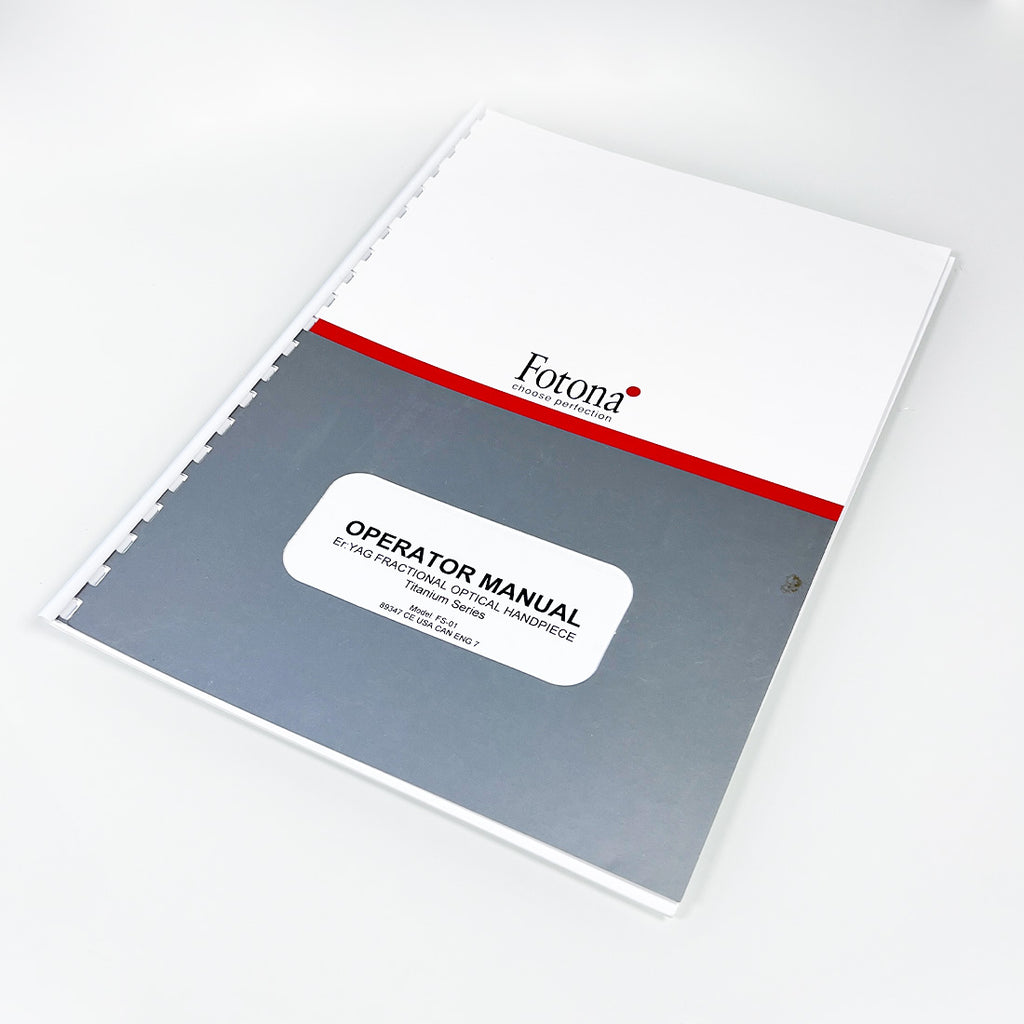 Fotona Er YAG Fractional Optical Titanium Handpiece FS-01 Laser OPERATOR MANUAL