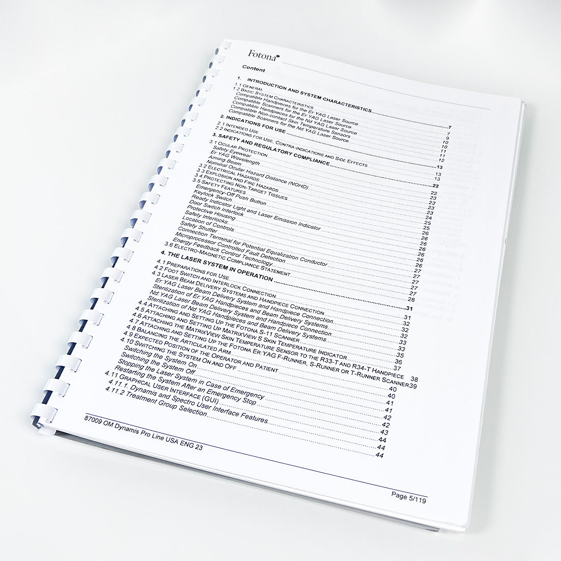Fotona Dynamis Pro Laser SP XS XP Spectro Operator Manual User Training Guide