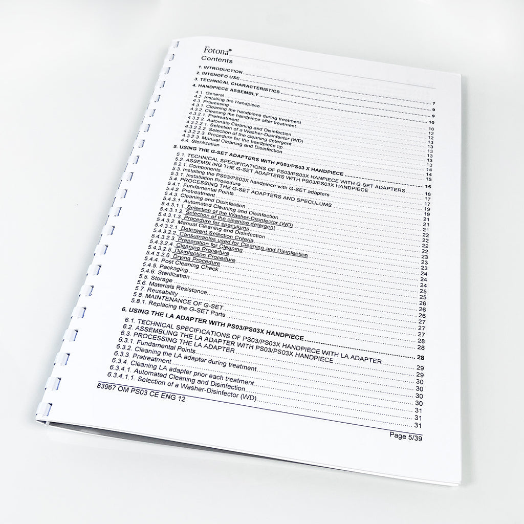 Fotona Er YAG Laser Optical Handpiece PS03 PS03X OPERATOR MANUAL User Guide