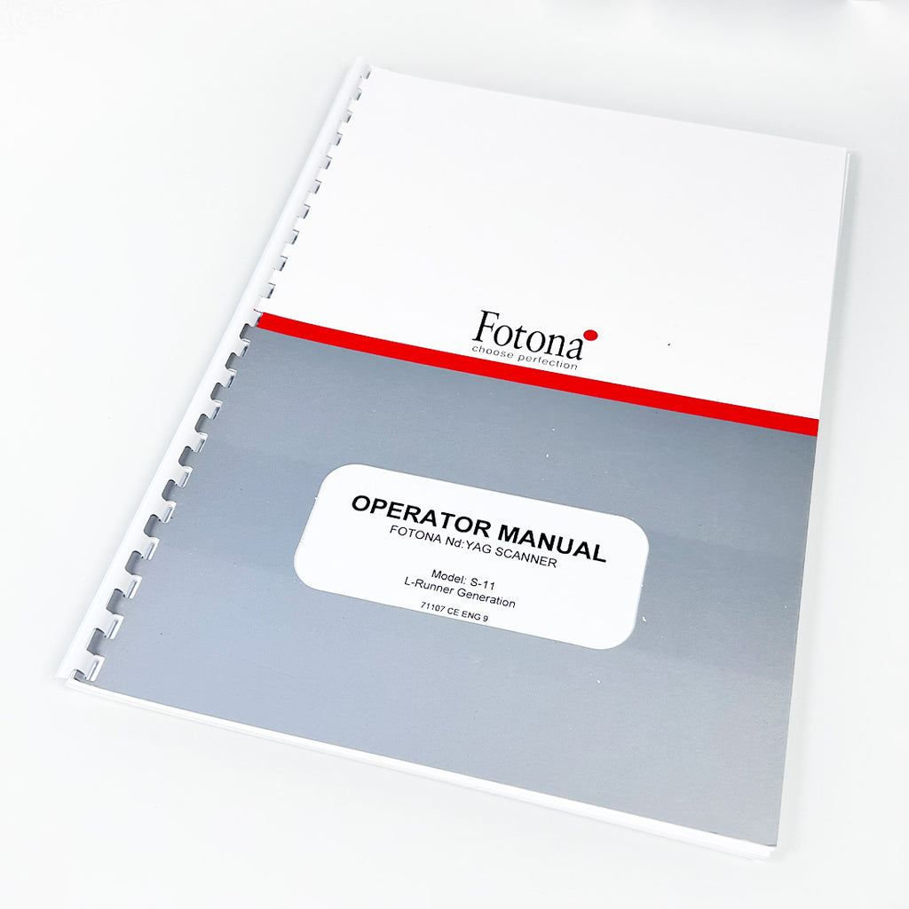Fotona Nd YAG Laser Scanner Handpiece S-11 OPERATOR MANUAL L-Runner User Guide