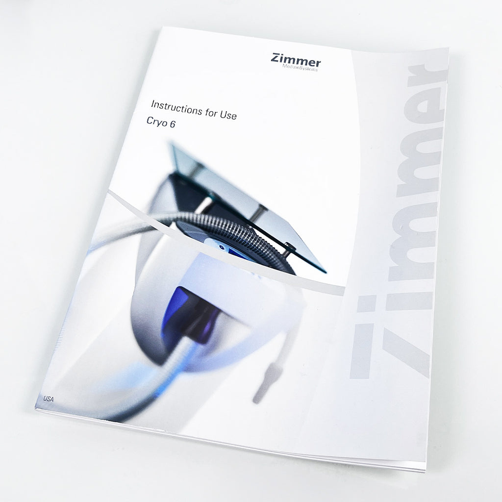 Zimmer Cryo6 Operator Instructions For Use Manual Cryo 6 Operation Chiller Guide