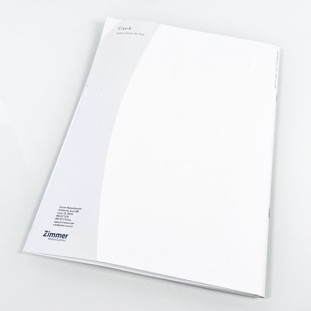 Zimmer Cryo6 Operator Instructions For Use Manual Cryo 6 Operation Chiller Guide