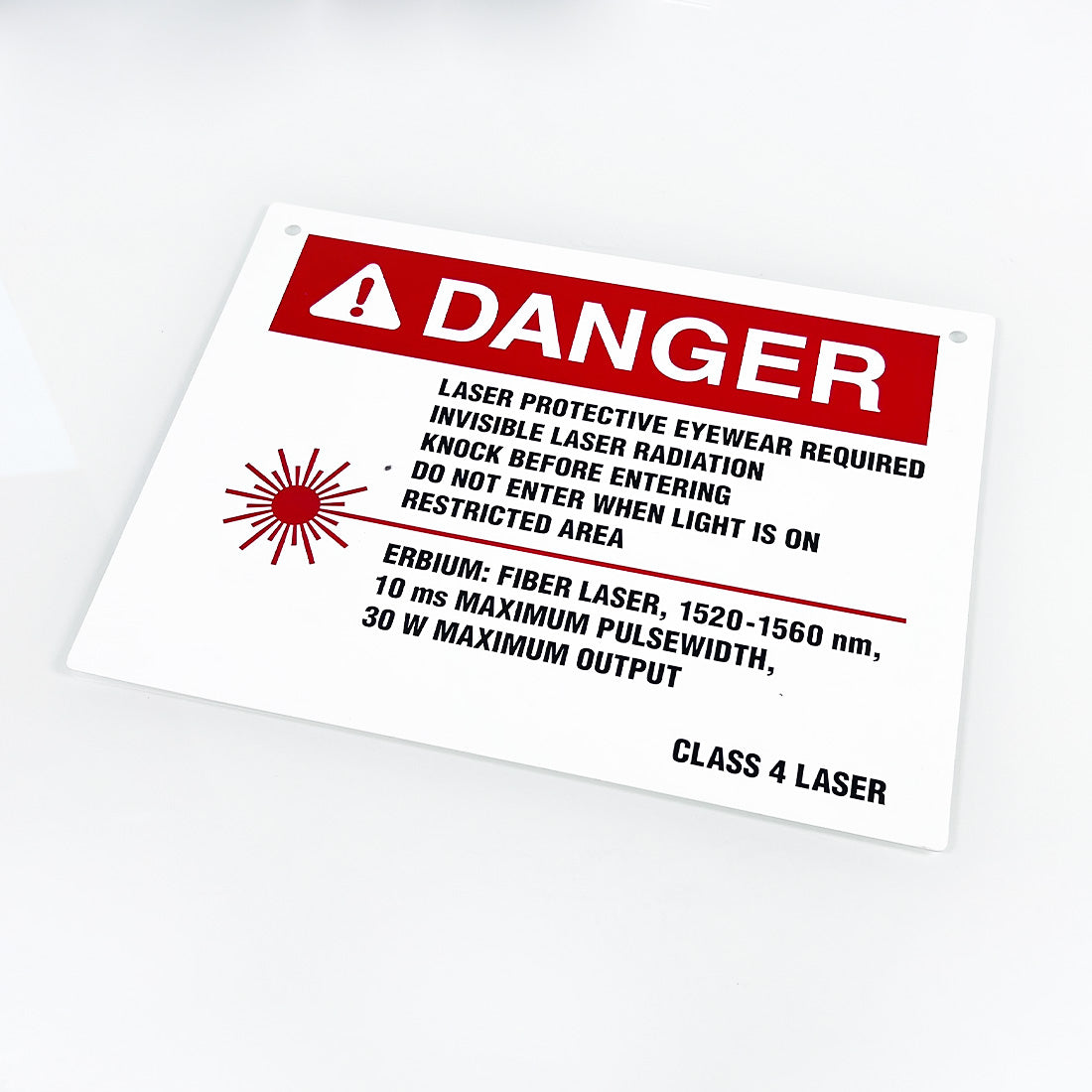 Laser DANGER Sign Invisible Radiation Class 4 Erbium YAG 1520-1560nm Warning