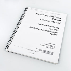 Reliant Technologies Fraxel SR1500 Laser User Operator Manual Operation Guide