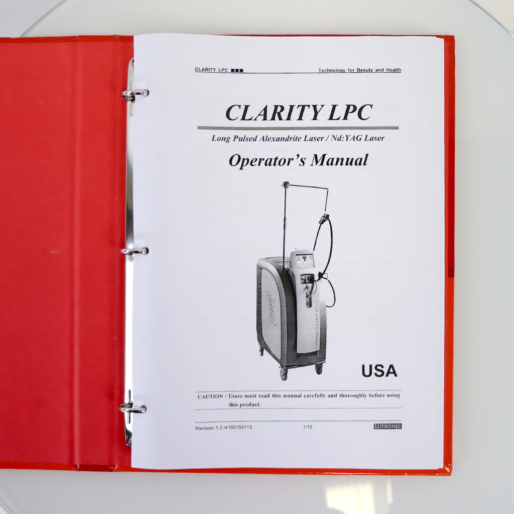 Lutronic Clarity LPC Operator's Manual 4100156113 Rev-1.3 English Skincare