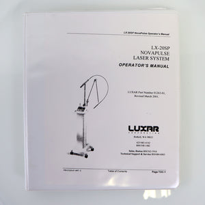 Luxar LX-20SP NovaPulse Laser System Operator's Manual 2001 01223-01 C