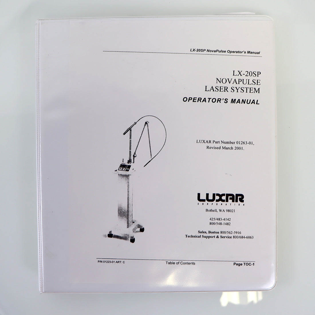Luxar LX-20SP NovaPulse Laser System Operator's Manual 2001 01223-01 C