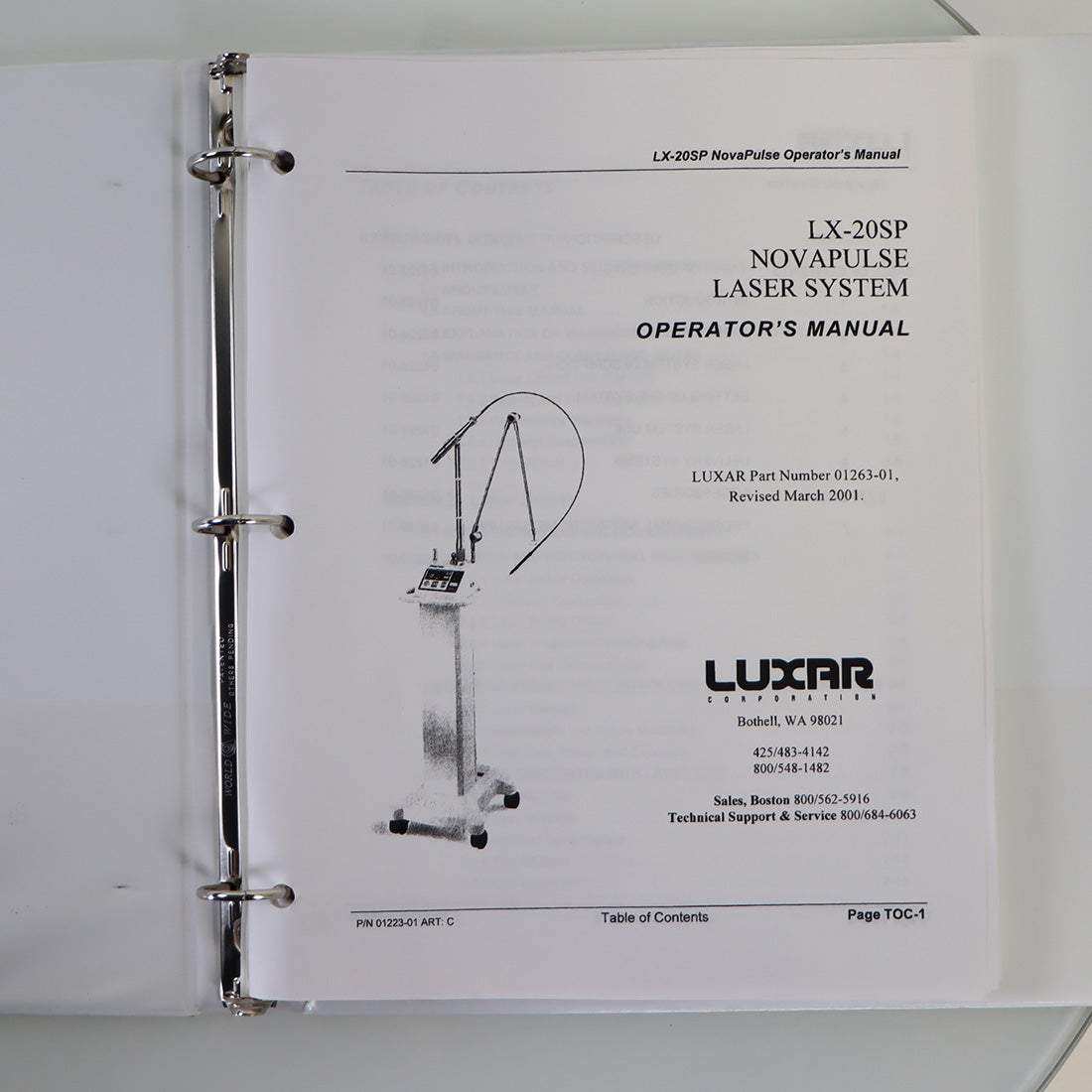 Luxar LX-20SP NovaPulse Laser System Operator's Manual 2001 01223-01 C