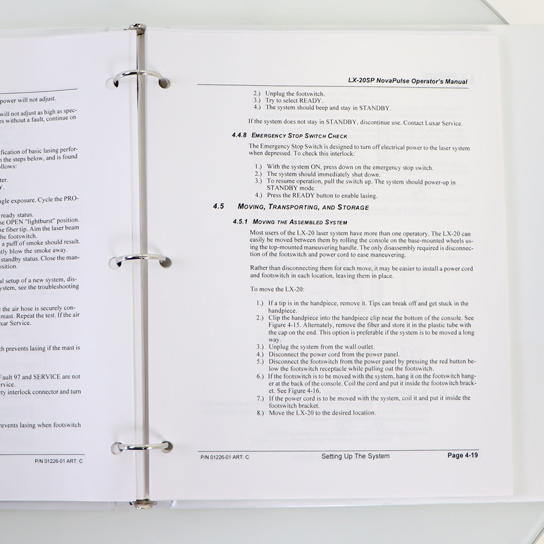 Luxar LX-20SP NovaPulse Laser System Operator's Manual 2001 01223-01 C