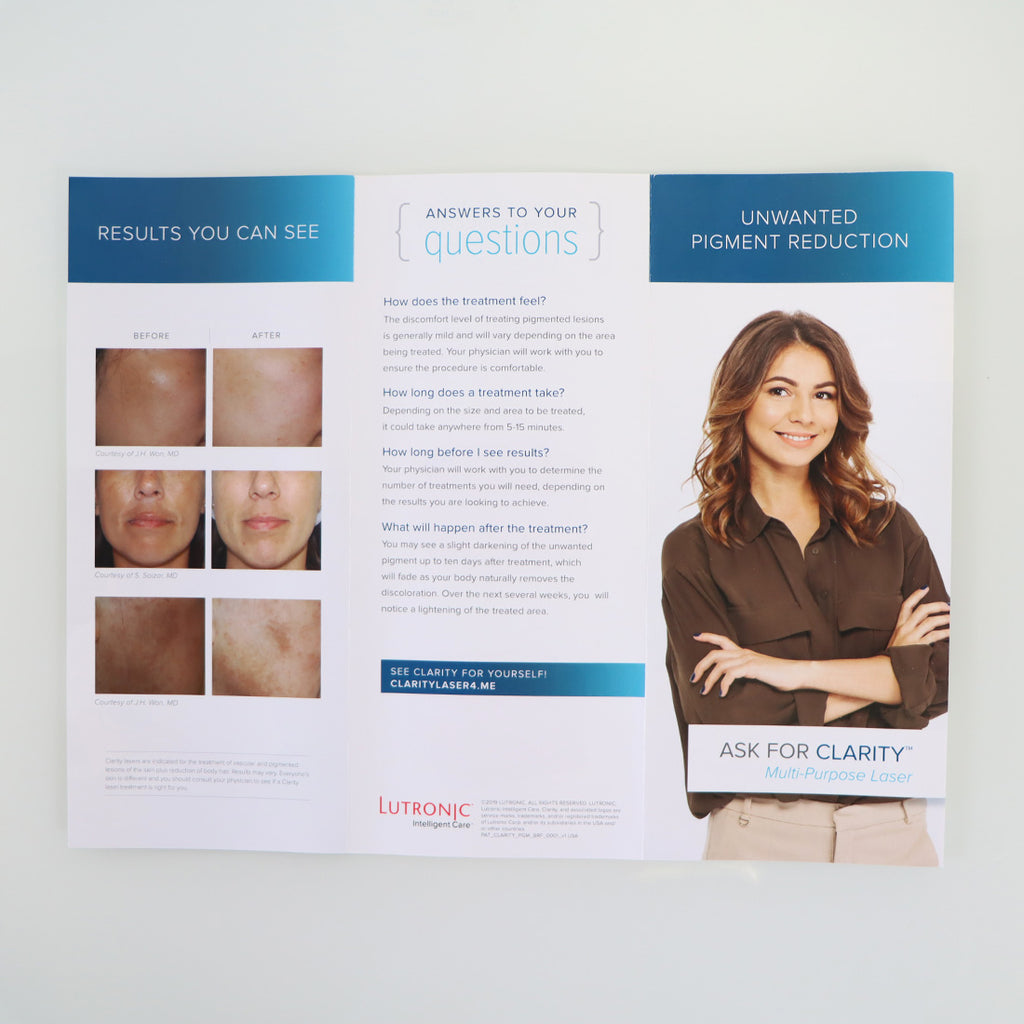 Lutronic Ask For Clarity Unwanted Pigment Reduction Brochure PGM_BRF Pamphlet x9