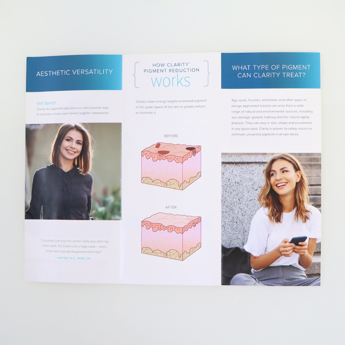Lutronic Ask For Clarity Unwanted Pigment Reduction Brochure PGM_BRF Pamphlet x9