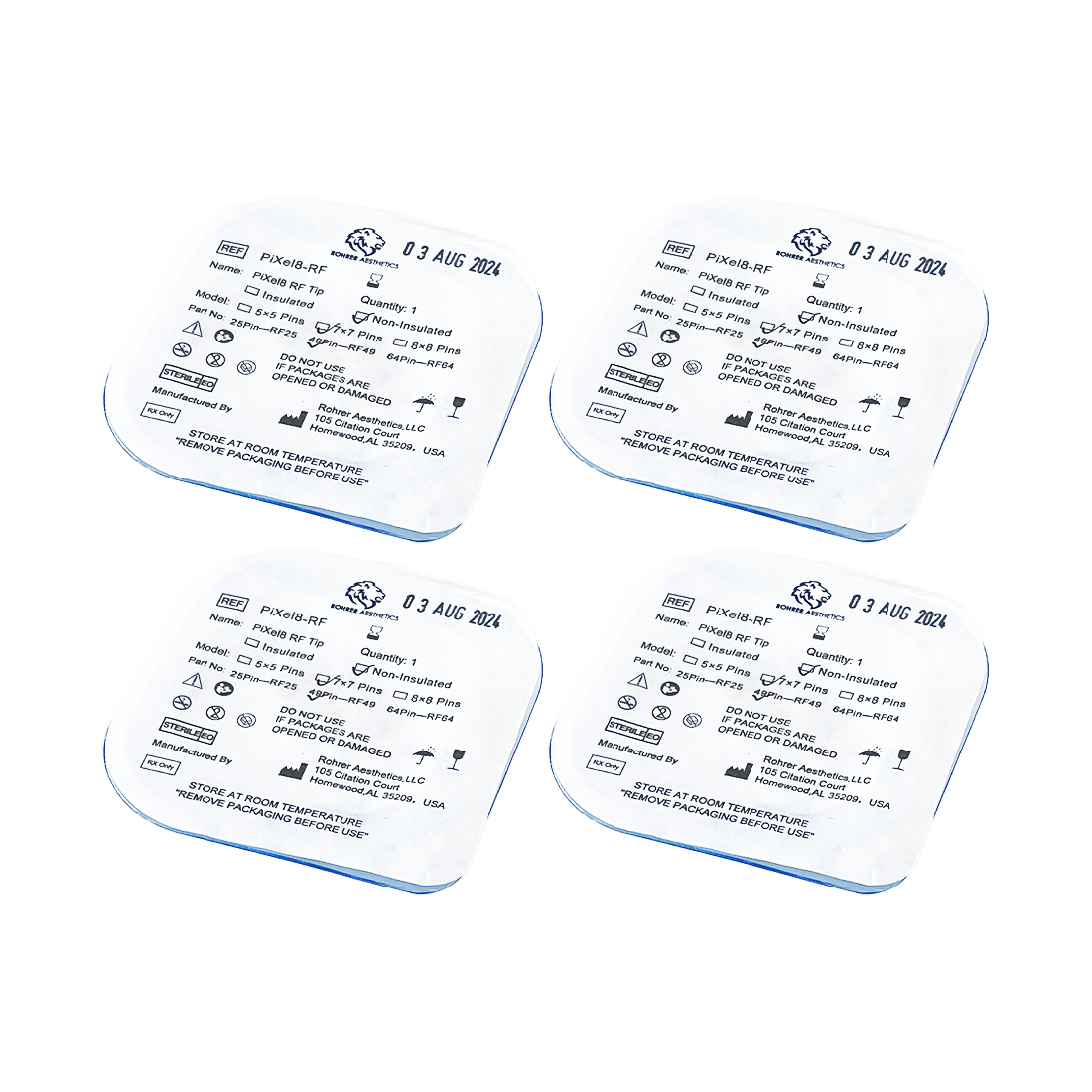 Rohrer Aesthetics PiXel8-RF Non-Insulated Microneedle Tips 49Pin-RF49 (x4 Pcs)
