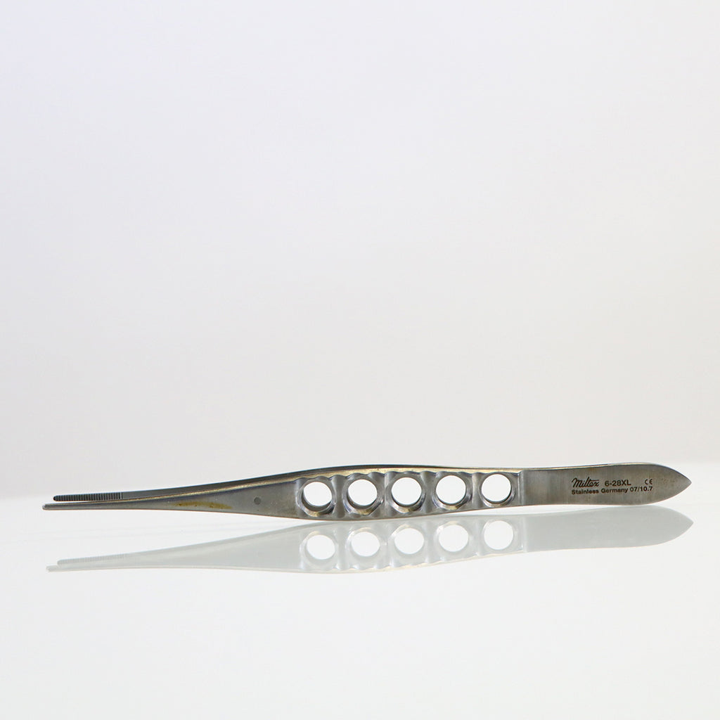 Miltex 6-28XL Dressing Forceps 5.5in Length Serrated Tips Tweezers Fenestrated
